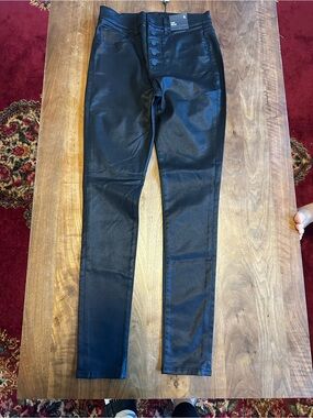 SKINN Black Coated Skinny Jeans with Button-Fly